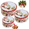 YAOYIN 3 Pezzi Scatole Biscotti Natale, Scatole per Biscottiss Natalizi Lamiera, Barattolo Snack Natale con Coperchio, Scatola di Latta Natalizie Rotonda per Caramelle Tè Caffè Biscotti Regali