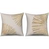 ASDCXZ Boho - Federe per cuscini 40 x 40 cm, set di 2 moderne federe per cuscini per divano, colore beige, linea dorata, poliestere, lavabili in tessuto di lino, federe per cuscini per tappezzeria per