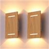 CHEVVY 2pcs Applique da Parete LED 8W,Vintage Legno Applique 3000K,Tinta legno | Lampada da Parete Moderno Bianco Caldo , Luci da Parete Interno,Luce Up Down per Camera da letto,Soggiorno