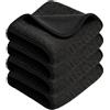 Generic Panno Originale Microfibra Auto Vetri 600 GSM 40x40 cm 4 Pezzi | Doppio lato ad alta assorbenza: asciuga specchi, carrozzeria e acciaio senza aloni, anche con sola acqua