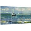 ConKrea QUADRO SU TELA CANVAS - INTELAIATO - PRONTO DA APPENDERE - Seascape near Les Saintes-Maries-de-la-Mer - Vista sul mare per Van Gogh - 100x50cm (cod.2670)