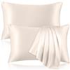 Kinself Federa in 100% pura seta, per capelli e pelle, federe in seta di gelso su entrambi i lati, con cerniera nascosta, federa rinfrescante, 19 momme, 600 fili, king size, 2 pezzi, beige