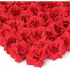 MWOOT 50 Pezzi Teste di Rosa Artificiale, Rosso Rose Finte, Rose di Seta Fiori Artificiali Piccoli per Matrimonio Bouquet Da Sposa Festa San Valentino Decorazione, 4.5CM Capolini Finti Fai Da Te