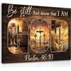 Dazzlewall Incorniciato Poster Religioso DIO, Croce e Leone Cristiano per Soggiorno Camera da Letto 30×40 cm