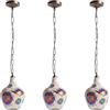 LEDSone Lampadario a sospensione in vetro a mosaico in stile turco, fatto a mano, lampadario decorativo multicolore in vetro colorato, lampadario fatto a mano (Confezione da 3 - senza lampadina)