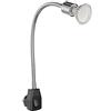 ledscom.de Lampada a zoccolo LESCH Lampada da lettura a collo d'oca, interruttore, cromo/nero + Lampada LED 206lm bianco