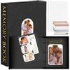 Hiwhy Album Fotografico 14 x 22 cm con 3 Anelli, Copertina in Lino Scrapbook, Libro Decorativo con 30 Fogli Neri, Album dei Ricordi per Matrimonio, Compleanno, Anniversario, Regalo, Nero