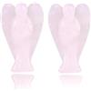 Beufee 2 pezzi di pietra tascabile di angelo, statuette di angeli di quarzo rosa naturale di quarzo rosa angelo custode mini statua di guarigione dell'angelo