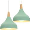 iDEGU 2 Pezzi Lampade a Sospensione Retrò 20CM LED Lampada a Soffitto in Legna Metallo Moderna Lampadario a Forma di Goccia Stile Scandinavo Plafoniera per Soggiorno Sala Da Pranzo Cameretta (Verde)