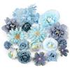 MWOOT 17 Pezzi Teste di Fiori Artificiali, Fiori Finti per Decorazioni, Capolini Finti Misti, Rose Peonia Ninfea Finte per Fai da te Corona Torta Bouquet Da Sposa Matrimonio Festa Casa Giardino(Blu)