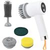 Ziyonix Spazzola Elettrica Rotante per Pulizia - 5 Testine Intercambiabili & 3 Modalità - Perfetta per Piastrelle, Cucina, Vetro e Tazze, Impermeabile, Autonomia 180 Min - Design Wireless e Leggero