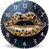 Horienteeon Orologio da parete in legno con stampa leopardata dorata, 25 cm, silenzioso, senza ticchettio, a batteria, orologio da parete estetico rosa, orologio da parete chic per camera da letto,