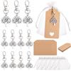 CREATCABIN 24 Set Portachiavi Albero della Vita per Dipendenti Sacchetti Organza Cartoncino Bianco Moschettone Girevole Ciondolo Ad Albero Portachiavi Lega Confezione Multipla per Team Ospiti Ritorno