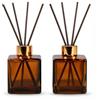 Zimoer Diffusore di vetro bottiglia vuota 2 pezzi 150 ml bottiglie di diffusore di vetro quadrato olio essenziale profumo, supporto per aromaterapia, contenitore per aromaterapia, set di bastoncini di