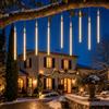 Stock Price Luci di Natale a Meteora 8 Tubi da 30cm Prolungabili, 192 LED Bianco Caldo, Tenda Luminosa Effetto Pioggia di Stelle Cadenti, IP65 Impermeabile per Interno ed Esterno, Decorazione Giardino Balcone