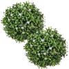 Violiica Sfera artificiale in bosso topiaria 25 cm, resistente ai raggi UV, set da 2 | Plastica resistente ai raggi UV, verde vibrante tutto l'anno, non sbiadisce, diametro 25 cm, set di due palline