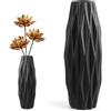 Ulawellor Vasi in Plastica 2 Pezzi Effetto Ceramica Nero | Robusti e Resistenti, Superficie Lucida Antipolvere, Cavità Zavorrabile, per Fiori Secchi Artificiali Rami