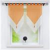 Joyswahl Lydia - Set di 2 tende a doppio strato, trasparenti, in poliestere, con passanti, con frangia a pompon, decorazione per finestre, per cucina, soggiorno, arancione, bianco, 60 x 90 cm