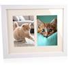 TESSTSY Cornice Doppia In Legno, Cornice per 2 Foto Adatta a Foto di 10x15cm | Dotata di Gancio e Supporto, Posizionabile In Orizzontale O In Verticale, per Soggiorno, Camera da Letto,Ufficio,Bianco