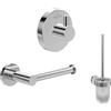 Villeroy & Boch Elements Tender set accessori (3 in 1), rotondo - Cromo | Set composto da gancio portasciugamani, portarotolo senza coperchio, set scopino WC