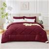 WAVVE Piumino Letto Singolo Invernale 140x200 cm - 450 gr/mq Piumone Inverno per Letto da 80x190, Trapunta 200x140 Microfibra Sintetica, Bordeaux, 140 x 200 cm