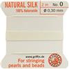 WeaShaemgLi Griffin - Filo/cordino/corda per infilatura di perle e perline, al 100% in seta natural, da 2 metri di lunghezza, con un ago, disponibile in 13 misure, colore: bianco, White, 0.30mm