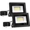 Realky 20W Faretto Led da Esterno 2 Pezzi, Potenti Faretti Led Esterni 2000LM, 24 LED 6500K Bianca Fredda Faro led esterno IP65 - Fari Led Interna ed Esterna per Giardino, Cortile, Garage, Pareti