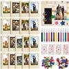 Guniata 20 cornici magnetiche in legno da dipingere, set fai da te per bambini, con 12 penne, adesivi e paillettes, 9,5 x 6,5 cm, cornice portafoto in legno per frigorifero, Natale, compleanno (20