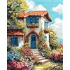 Henypt Kit Punto Croce Prestampato Casa Da Giardino Set Schemi Punto Croce Kit Da Ricamare Prestampato Per Principianti, Disegni Quadro Quadri A Mezzo Punto Croce Da Ricamare Kit Completo Prestampa