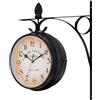 KayEsampra Orologio Ferroviario Stazione da Parete Bifacciale (Berlin & New York), 29 x 31 x 9 cm Vintage Orologio a Parete Doppia Faccia con Supporto, per Al chiuso Stazione Chiesa Cucina Corridoio - Nero