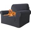 YSTELLAA Copridivano 1 Posto Con Braccioli, Copridivani per Divani Elasticizzato e Lavabili, Copri Divano Antigraffio per Cani e Domestici (Grigio Scuro, Divano Larghezza 81cm-120cm)