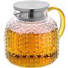 KADAX Teiera 1,3 litri in vetro borosilicato, caraffa in vetro resistente al calore con coperchio in acciaio inox e filtro integrato, teiera in vetro, caraffa in vetro
