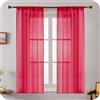 GIRASOLE HOME Coppia Tende Voile Trasparenti Effetto Lino Tenda per Soggiorno Camera Cameretta Balcone Finestra e Interni 2 Pannelli con Tasca (Rosso, 70x150cm)