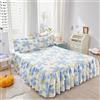 Morbuy Gonne da Letto Elasticizzato per Singolo Matrimoniale, Copri Bordo Letto con Balza Copriletto con Federe e Volant Mantovana Giroletto 3 Lati per 45 cm di Altezza (Fiori blu,150x200cm)