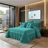 TexLom Trapunta Matrimoniale Royal in Velluto con Doppio Volant 260x260 cm, Piumone Invernale Elegante e Morbido + 2 Cuscini Arredo Coordinati, Verde Smeraldo