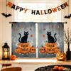 Generic Set di tende da cucina a più livelli, motivo natalizio con zucche e foglie di Halloween, colore nero, decorazione per finestra per lavello, sala da pranzo, bagno, 61 x 66 cm