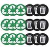 Jenngaoo 18 Adesivi Riutilizzabili per Bidoni Spazzatura, Etichette Classificazione Rifiuti Indoor/Outdoor con PVC Opaco Impermeabile - 12.5 cm (9 Nero + 9 Verde) per Raccolta Differenziata
