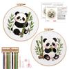 keyuancan Kit Ricamo, Kit Ricamo Principianti, Embroidery Kits, Motivo a Panda, con Tessuto Stampato, Telaio, Filo e Aghi Regali Fai da Te Fatti a Mano per Adulti, Ragazze E Adolescenti, 2pezzi