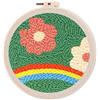 Figured'Art Punch Needle Kit completo per adulti e bambini - Fiori e arcobaleno - Perfetto per principianti. Kit pronto da ricamare misura 20x20cm con telaio circolare