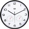 Trevi OM 3510 T Orologio da Parete con Termometro e Igrometro per Temperatura e Umidità, Lancette silenziose, Diametro 30 cm, Design moderno, Formato rotondo, Nero