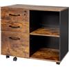 Relaxdays Cassettiera Sotto Scrivania da Ufficio, Mobile con Chiave, 3 Cassetti Portadocumenti, 66x80x40 cm, Industriale