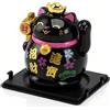 Cyrank Gatto Che Fa Cenno Portafortuna, Maneki Neko Giapponese Gatto Fortunato Che Agita Il Braccio Simpatico Gatto Cinese Piccolo Gatto Che Agita Solare Per La Decorazione Dell'auto Domestica(Nero)
