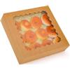 Gcardist Auto-pop Up - Set di 12 scatole per biscotti con finestra, 20,3 x 20,3 x 6,4 cm, colore: Marrone