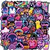 YINcrinx 50 adesivi impermeabili dipinti a mano al neon, adesivi per bambini, adesivi a tema San Valentino, adesivi decorativi personalizzati, adesivi per bambini "scarabocchi" per quaderno fai da te