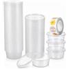 Yuaaoh Contenitori Plastica con Coperchio 50 Pcs Contenitori Per Slime, 1 Rotolo di Adesivi, Scatola Rotonda Plastica Trasparente Contenitori per Alimenti Tazze Per Salsa Condimenti Creme Ingredienti Snack