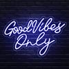 RuCvixkt Good Vibes Only - Insegne al neon per decorazione da parete, bella insegna al neon blu con scritta Good Vibes Only, per feste, saloni, bar, club, camera da letto, regalo per ragazzo e