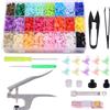 Mardatt,Set di 405 bottoni a pressione in plastica con pinze a scatto, 24 colori, in plastica, senza sbavature, bottoni a pressione, cucito, progetti fai da te in scatola di immagazzinaggio