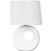 COSE DA CASA Abat Jour Moderna Lumetto Bianco da Comodino in Ceramica e Paralume in Tessuto Lume da Tavolo e14 Attacco Piccolo per Camera da Letto camerette e Salotto Altezza 27cm elegante complemento d'arredo