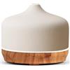 Porseme Diffusore di aromi 500ml,ceramica fatta a mano,Silenzioso | Umidificatore Ultrasuoni,7 LED che Cambiano Colore, senza BPA,Diffusore per Ambienti ultimi 15-21 ore per casa (White)
