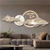 LUVEQLSIT Orologio da parete silenzioso in stile Art Déco, in acrilico con luce LED, quadro decorativo da appendere alla parete, ideale per soggiorno, camera letto, ufficio e ingresso.(White,120cm/47.2in)